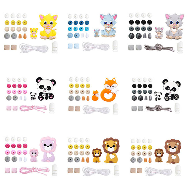 1 Set Silicone Beads Teething Rodent Food Grade BPA Free Fox Rabbit DIY Accessories Set Pacifier Chain Clips DIY Necklace Infant