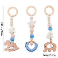 Let's Make Baby Gym Wood Crochet Star Bell Unicorn Beech Wood Teething Toys Play Gym Set Baby Shower Gift Toys For Newborn 1 Set